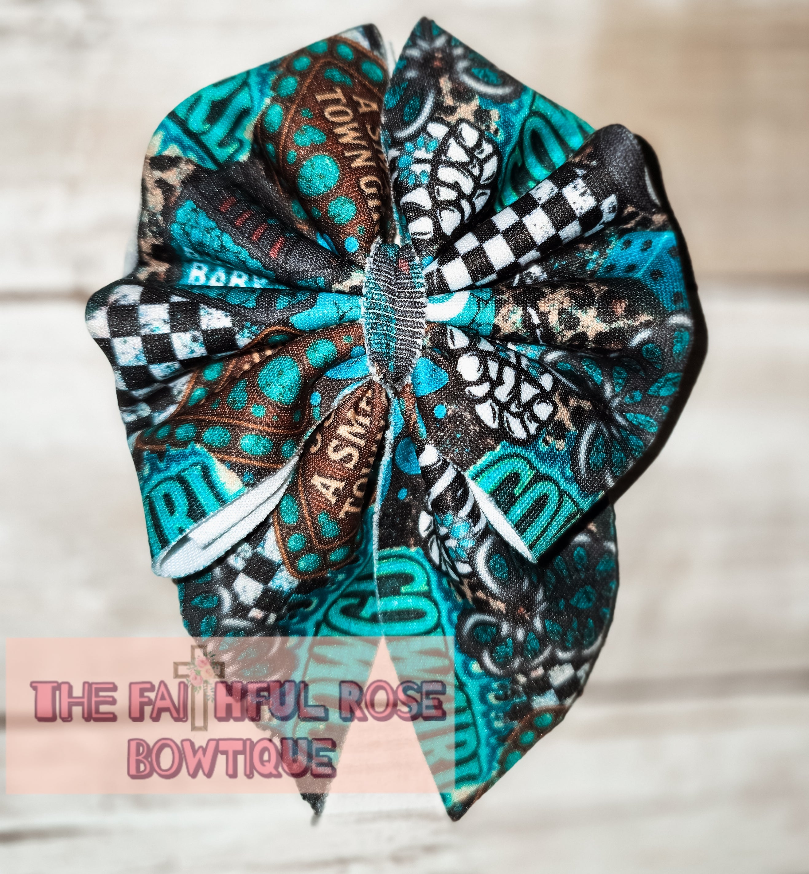 Mini torqouise cowgirl sailor bow